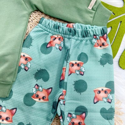 Conj. Casaco de Moletom Cute Winter e Calça Raposinha - Verde